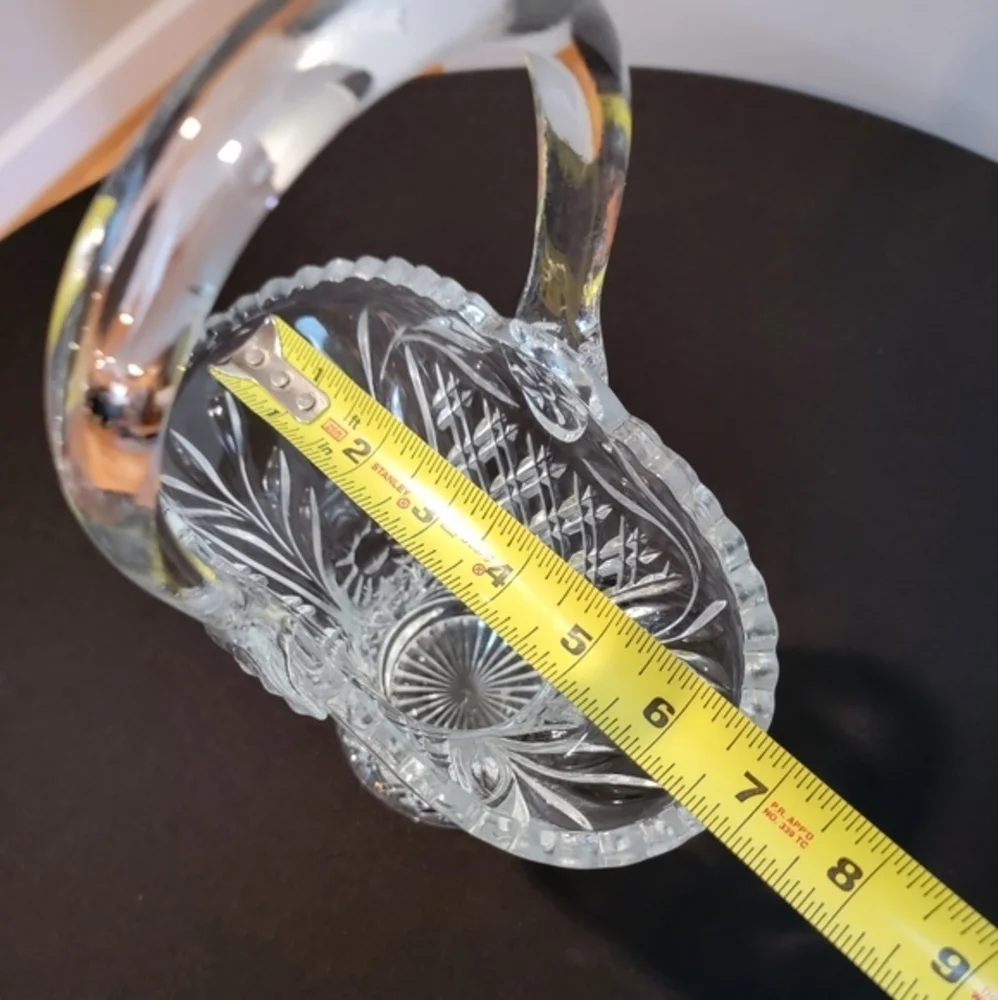 Princess House Diamond Cut Lead‎ Crystal Basket with Handle